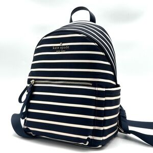 Kate Spade Chelsea Nylon Medium Backpack Navy Blue Striped